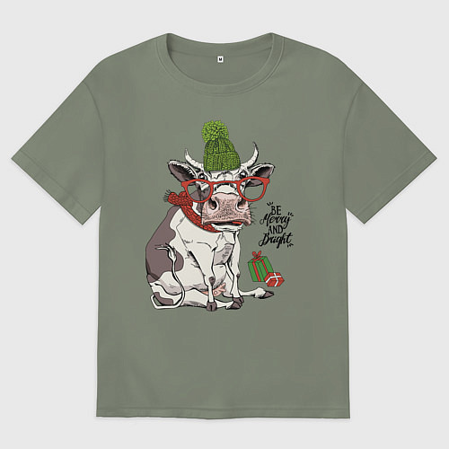 Женская футболка оверсайз Be Merry and Bright / Авокадо – фото 1