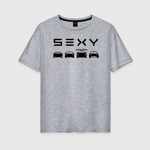 Женская футболка оверсайз Tesla sexy / Меланж – фото 1