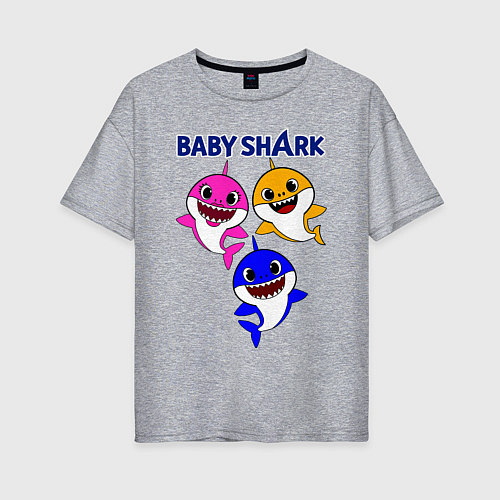 Женская футболка оверсайз Baby Shark / Меланж – фото 1