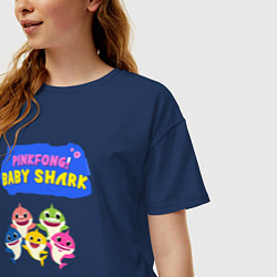 Футболка оверсайз женская Baby Shark, цвет: тёмно-синий — фото 2