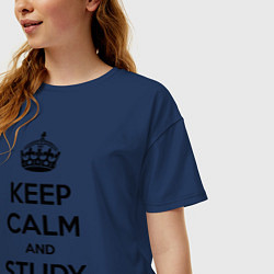 Футболка оверсайз женская Keep Calm & Study Hard, цвет: тёмно-синий — фото 2