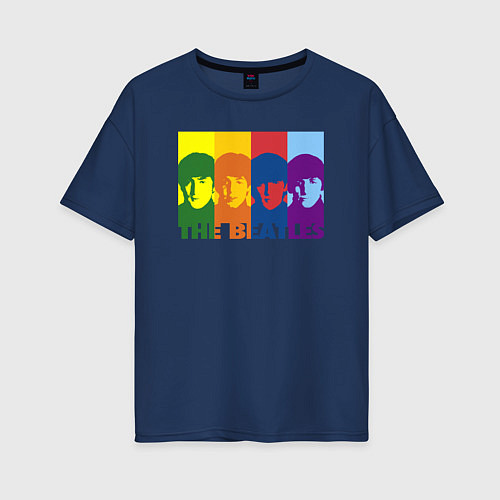 Женская футболка оверсайз The Beatles / Тёмно-синий – фото 1