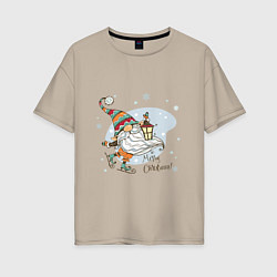 Женская футболка оверсайз Рождественский гном