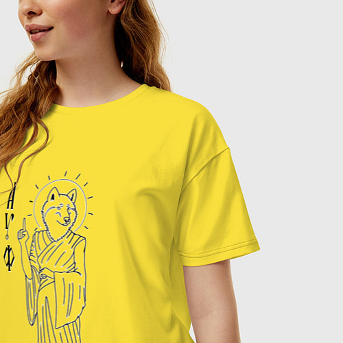 Женская футболка оверсайз Волк ауф / Желтый – фото 3