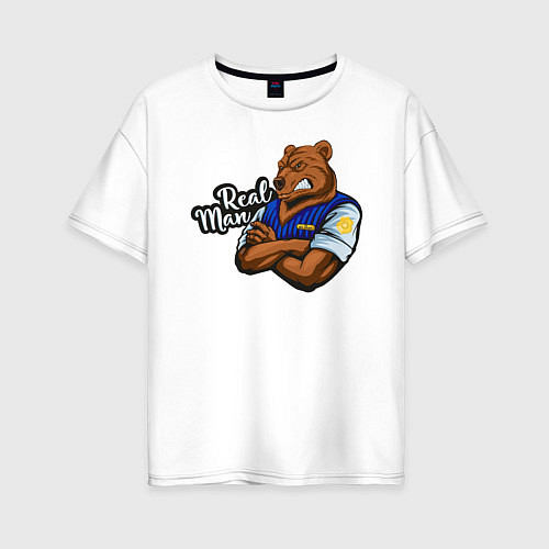 Женская футболка оверсайз Крутой медведь mr Bear / Белый – фото 1