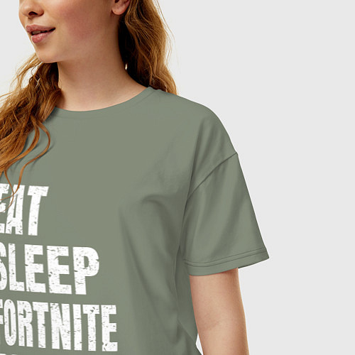Женская футболка оверсайз EAT SLEEP FORTNITE REPEAT / Авокадо – фото 3