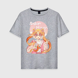 Женская футболка оверсайз Sailor Moon Coffee