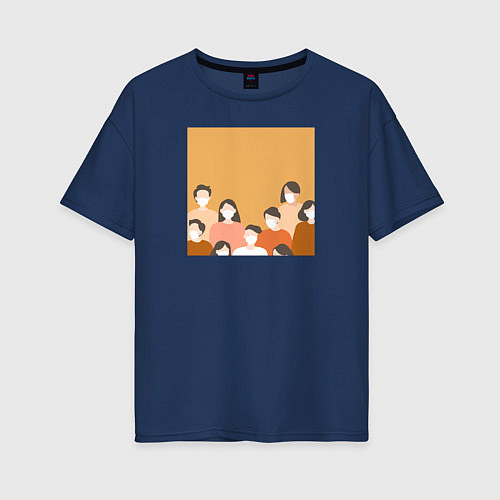 Женская футболка оверсайз Короновирус / Тёмно-синий – фото 1