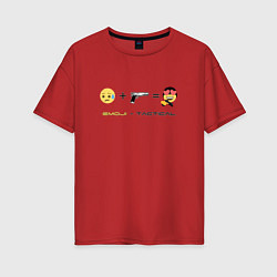 Футболка оверсайз женская Emoji-tactical, цвет: красный
