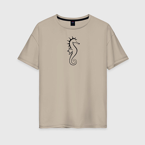Женская футболка оверсайз Морской конёк / Миндальный – фото 1