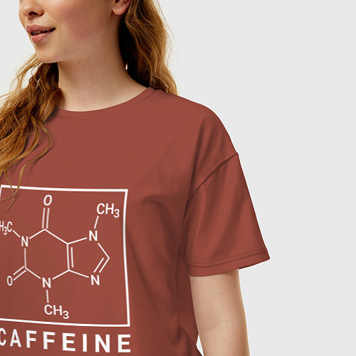 Женская футболка оверсайз Структура Кофеина / Кирпичный – фото 3