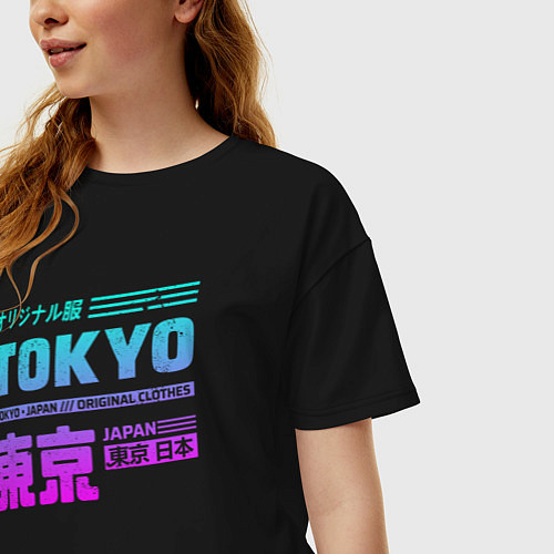 Женская футболка оверсайз Tokyo / Черный – фото 3