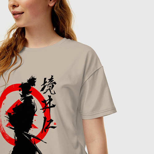 Женская футболка оверсайз Ghost of Tsushima / Миндальный – фото 3
