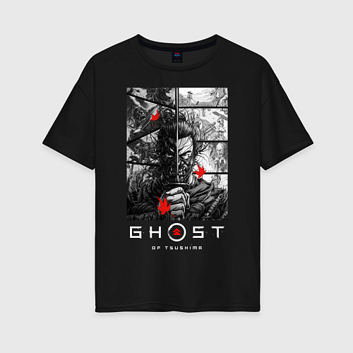 Женская футболка оверсайз Ghost of Tsushima / Черный – фото 1