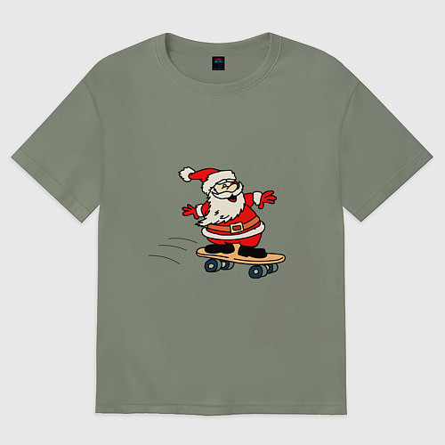 Женская футболка оверсайз Санта на скейтборде / Авокадо – фото 1
