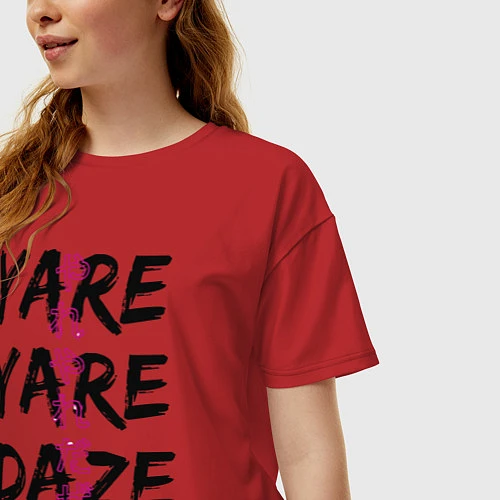 Женская футболка оверсайз YARE YARE DAZE / Красный – фото 3