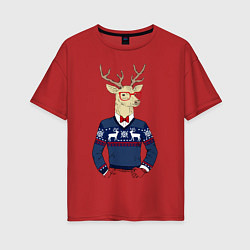 Женская футболка оверсайз Hipster Deer