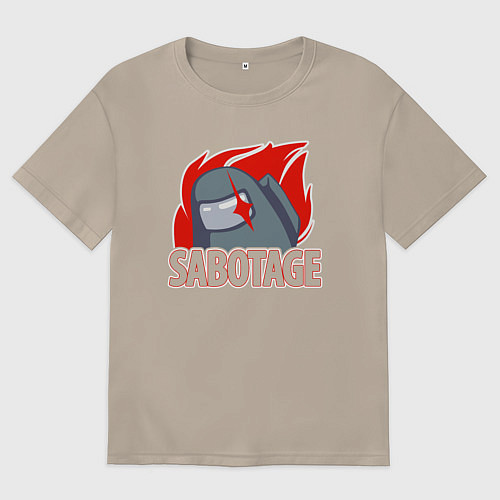 Женская футболка оверсайз Among Us sabotage амонг ас саботаж / Миндальный – фото 1