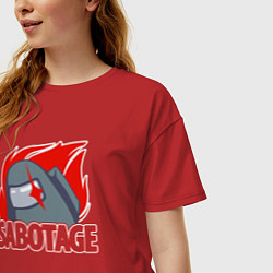 Футболка оверсайз женская Among Us sabotage амонг ас саботаж, цвет: красный — фото 2