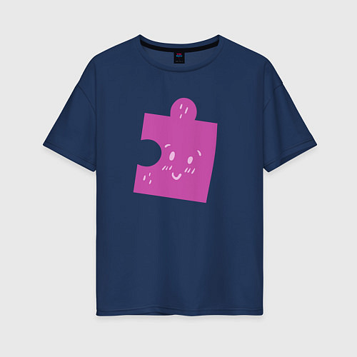 Женская футболка оверсайз Пазл / Тёмно-синий – фото 1