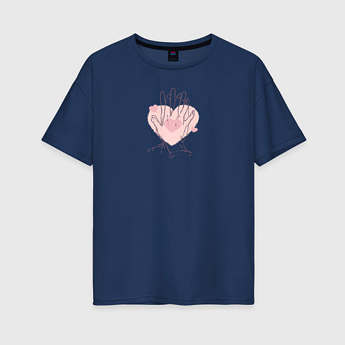 Женская футболка оверсайз Руки влюбленных / Тёмно-синий – фото 1