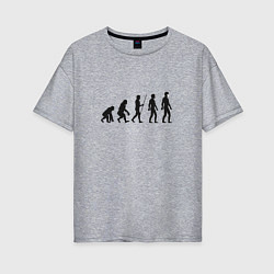 Женская футболка оверсайз Эволюция Коронавирус - Черный