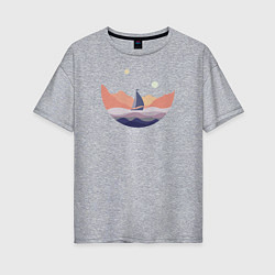Женская футболка оверсайз Яхта в океане