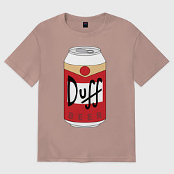 Футболка оверсайз женская Duff Beer, цвет: пыльно-розовый