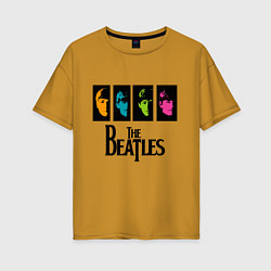 Футболка оверсайз женская Всемирный день The Beatles, цвет: горчичный