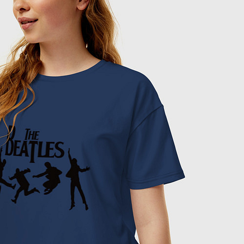 Женская футболка оверсайз The Beatles / Тёмно-синий – фото 3