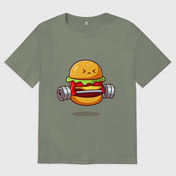 Женская футболка оверсайз Бургер на спорте