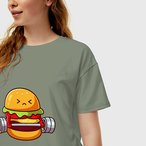 Женская футболка оверсайз Бургер на спорте / Авокадо – фото 3