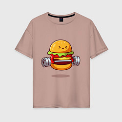 Женская футболка оверсайз Бургер на спорте