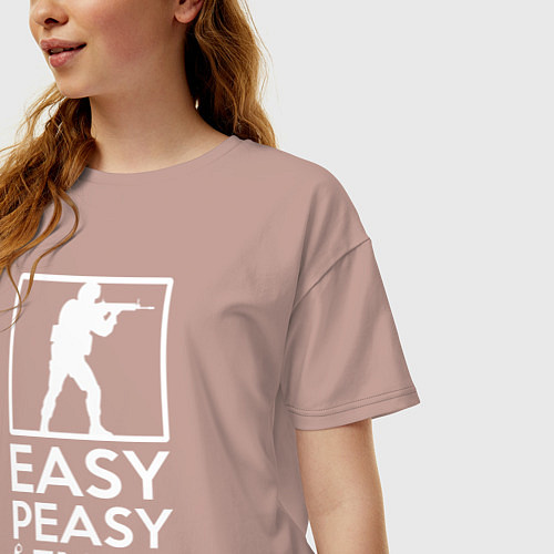 Женская футболка оверсайз Изи пизи лемон сквизи CS GO / Пыльно-розовый – фото 3