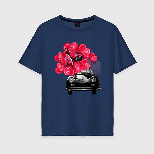 Женская футболка оверсайз Машина мечты / Тёмно-синий – фото 1