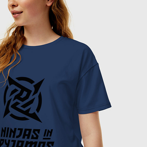 Женская футболка оверсайз NiP Ninja in Pijamas 202122 / Тёмно-синий – фото 3