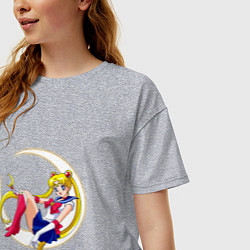 Футболка оверсайз женская Sailor Moon, цвет: меланж — фото 2