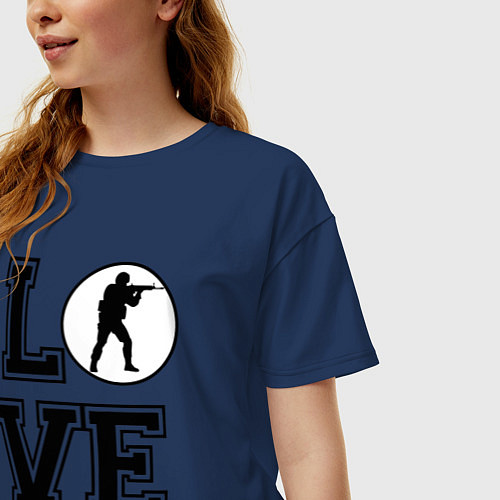 Женская футболка оверсайз Люблю CS / Тёмно-синий – фото 3