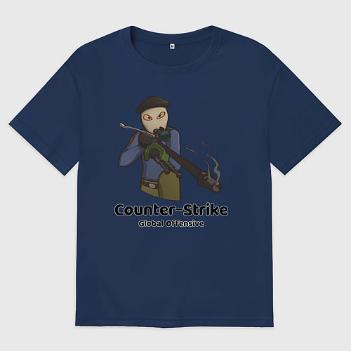 Женская футболка оверсайз CS GO Снайпер / Тёмно-синий – фото 1
