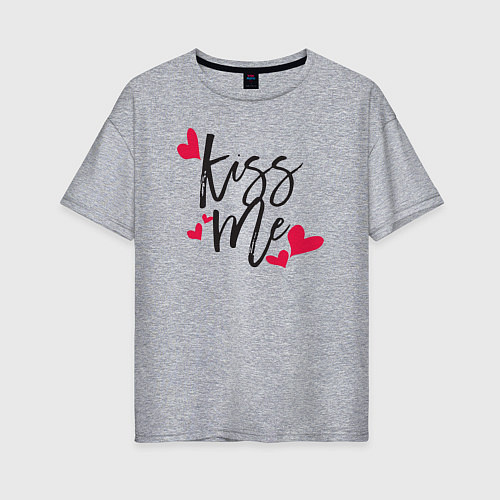 Женская футболка оверсайз Kiss Me / Меланж – фото 1