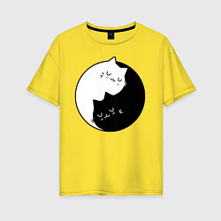 Женская футболка оверсайз Yin and Yang cats