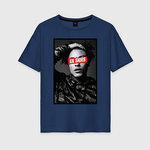 Женская футболка оверсайз LIL SKIES Rapper / Тёмно-синий – фото 1