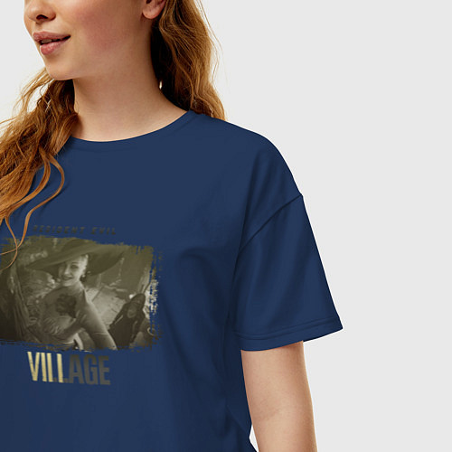 Женская футболка оверсайз Resident Evil: Village / Тёмно-синий – фото 3
