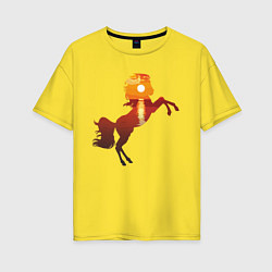 Женская футболка оверсайз Конь-закат