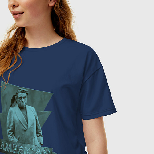 Женская футболка оверсайз Мистер Среда Американские Боги / Тёмно-синий – фото 3