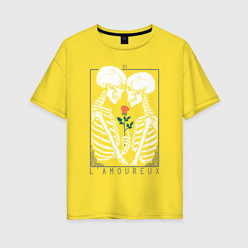 Женская футболка оверсайз Love День святого Валентина / Желтый – фото 1