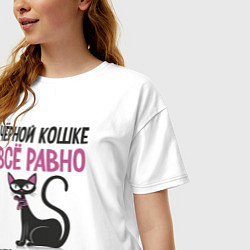 Футболка оверсайз женская Черная кошка, цвет: белый — фото 2