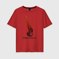 Футболка оверсайз женская Dark Souls - Bonfire, цвет: красный