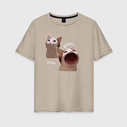 Женская футболка оверсайз Cat Pop - Мем