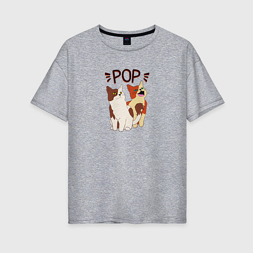 Женская футболка оверсайз Pop Cat / Меланж – фото 1